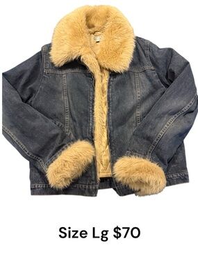 Vintage Y2K Giacca "Penny Lane" Denim Jacket with Detachable Faux Fur size LG